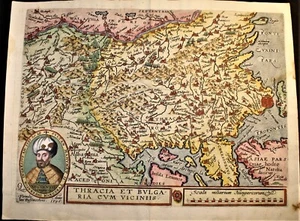 MATTHEW QUAD 1596 ENGRAVED  MAP OF THRACE BULGARIA CONSTANTINOPLE GREECE BALKANS - Picture 1 of 9