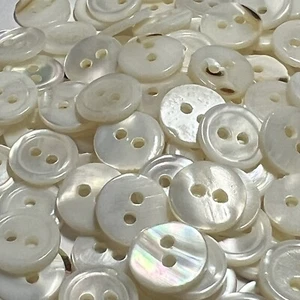 White Rainbow Washibodo Shell Shirting Button w/Ring Rim 11mm 7/16" 2hole - Picture 1 of 4