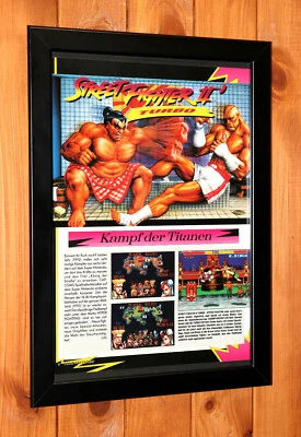 1992 Street Fighter II 2 Hyper Fighting SNES Vintage Promo Poster Ad Page Framed - Image 1 of 3