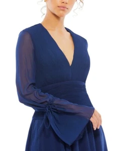 IEENA FOR MAC DUGGAL SIZE 10 PLEATED BELL SLEEVE CHIFFON MINI DRESS $298 - Picture 1 of 16