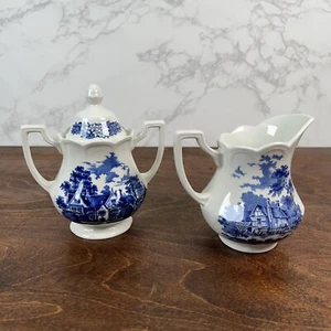 J & G Meakin Merrie England Cream and Sugar Set Sanford Orcas Lower Brockhampton - Picture 1 of 12