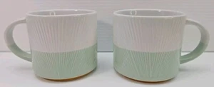 (2) Starbucks 2014 Meeresschaum grün und weiß gerippte Textur Kaffeetassen Tassen 14 oz - Bild 1 von 8