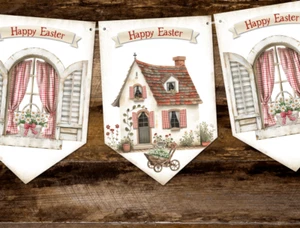 Rustikale Landhausstil rot Gingham Ostern Wimpel Frohe Ostern Dekoration - Bild 1 von 4