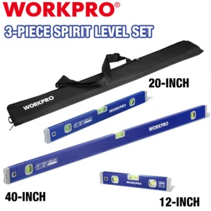 WORKPRO 3PC Spirit Level Set 12" 20" 40" Heavy Duty Level Magnetic Torpedo Level - Picture 1 of 9