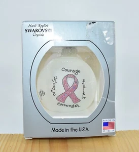 2018 PINK RIBBON BREAST CANCER AWARENESS GLASS CHRIMAS ORNAMENT - Picture 1 of 7