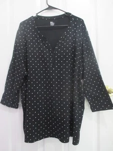 womens Kim Rogers perfectly soft size 3X black polka dot cotton top - Picture 1 of 7