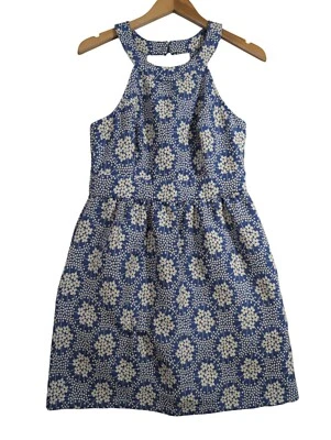 Tori Richard Sheath Dress Women 4 Blue White Floral Halter Neck Sleeveless Party - Image 1 of 4