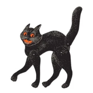Beistle Jointed Scratch Cat - Black 1 Vintage Halloween Scratch Cat - Picture 1 of 7