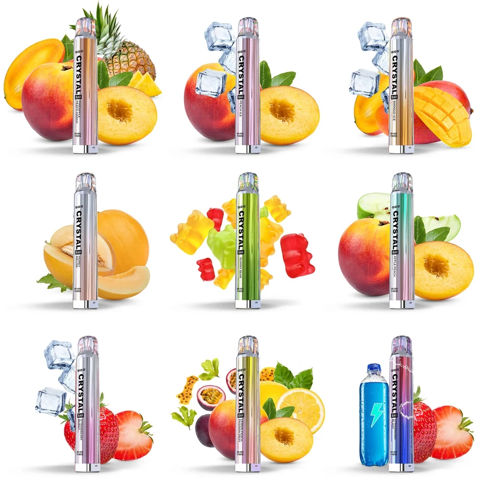 Crystal Bar Einweg Vape E Zigarette mit Nikotin E Shisha 600 Züge alle Sorten - Bild 1 von 1