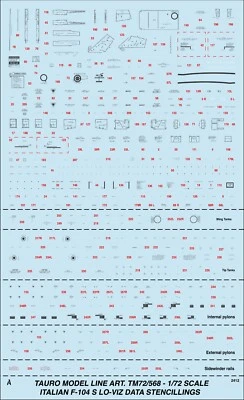 TAURO MODEL TM72/568 F-104S LO-VIZ DATA STENCILLINGS SCALA 1:72 - Immagine 1 di 4