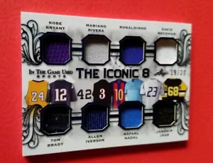 CARTA MAGLIA KOBE BRYANT TOM BRADY DAVID BECKHAM IVERSON NADAL RIVERA #d19/30 ITG - Foto 1 di 2