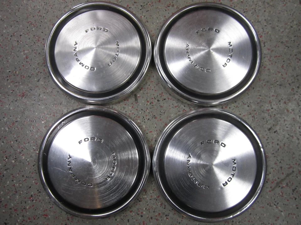 Set (4)  OEM  1968-1975  Ford Maverick Mustang Torino Aluminum Dog Dishes 10.50" - Image 1 of 4