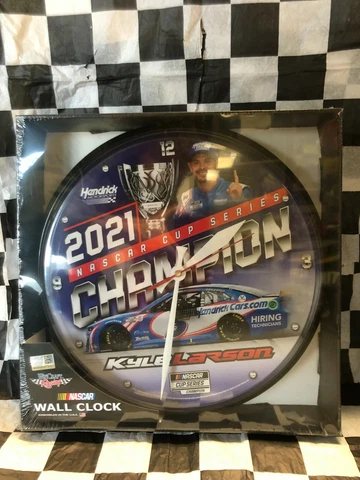 Kyle Larson 2021 NASCAR Cup Series Champion Round Wall Clock -12.75 Inches Cover