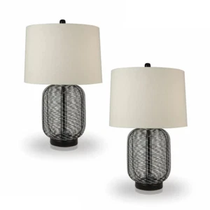 Table lamp Iron thread, body, metal base phenolic socket/brown cord, Height 26'' - Picture 1 of 2