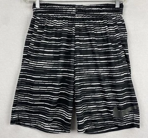 Nike Dri Fit SWOOSH Hombres M Pantalones Cortos Ocio Natación Tabla Bañador Negro Blanco Rayas - Imagen 1 de 8