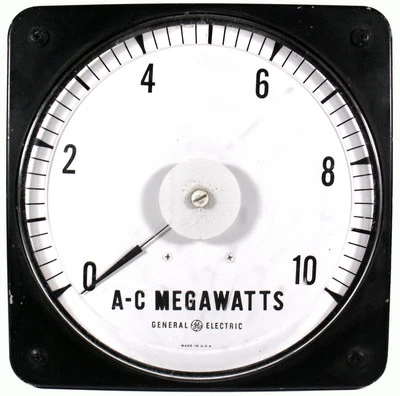 De colección. General Electric 9"t Panel Board Tipo A-C Megavatios Amperímetro Eléctrico Medidor Foto 1 de 4