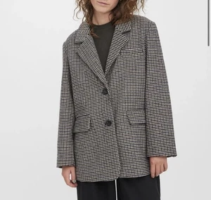 Vero Moda Jacket Womens XL Brown Houndstooth VMJosefine Check Wool Blazer Coat - Picture 1 of 16