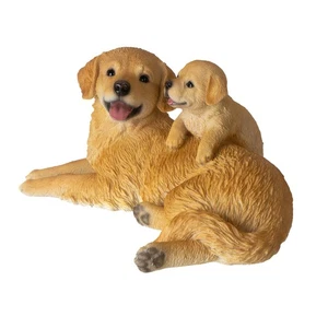 Golden Retriever Mutter kuschelt mit Welpe Hund Familie Figur 12x8,07x5,63 - Bild 1 von 4