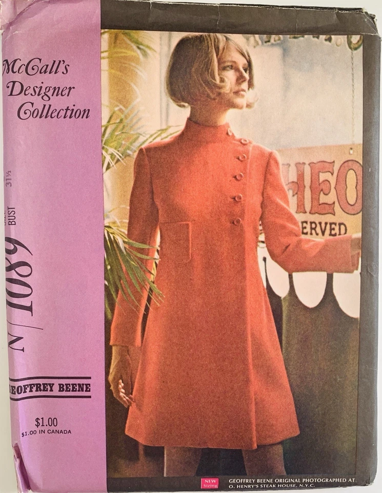 Vintage 1970s McCalls 1089 Mod Geoffrey Beene Dress Sewing Pattern Size 8 UNCUT - Image 1 of 2