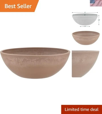 Maceta ligera de 10 pulgadas color topo tazón bajo para hierbas y jardines de hadas - perforable Foto 1 de 4