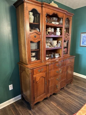 Solid Maple Dining Room Set-includes Table With Leaves. Inc China And Buffet - Image 1 of 4