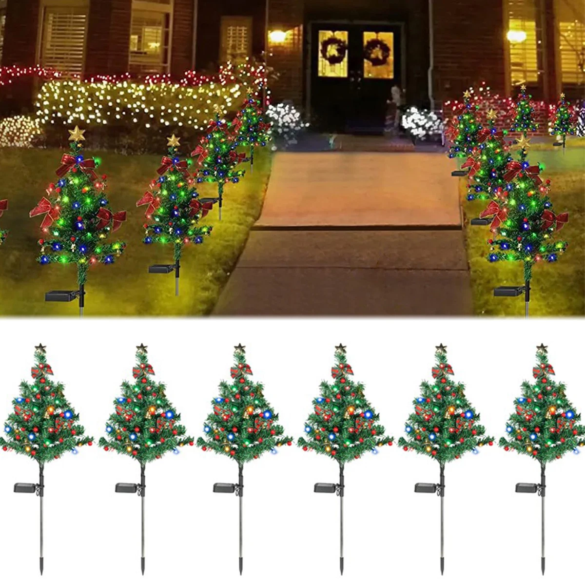 6Pcs Solar Lights Outdoor Decorative Pathway Garden Stakes Lights Waterproof - O