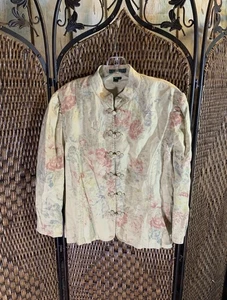 Ralph Lauren Beautiful Vtg Neutral Floral 100% Linen Summer Jacket  Rare XL - Picture 1 of 4