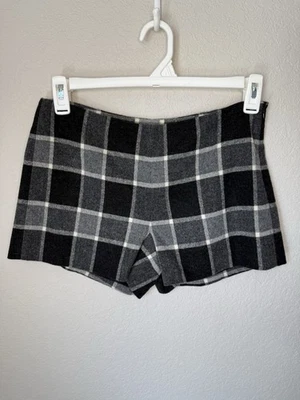 Pantalones cortos de lana Theory para mujer 6 negros grises forrados a cuadros entrepierna de 4” Foto 1 de 4