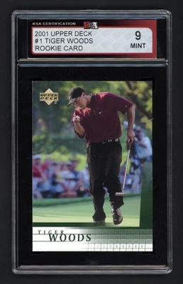 2001 UPPER DECK #1 TIGER WOODS ROOKIE CARD KSA 9 MINT - Image 1 of 2