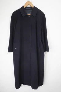 Gabardina de lana Burberry azul marino abrigo de coche vintage talla 14 - Imagen 1 de 10