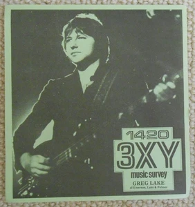 3XY TOP 40 MUSIC SURVEY CHART 1977 August 19th Greg Lake ELP NM - Foto 1 di 2