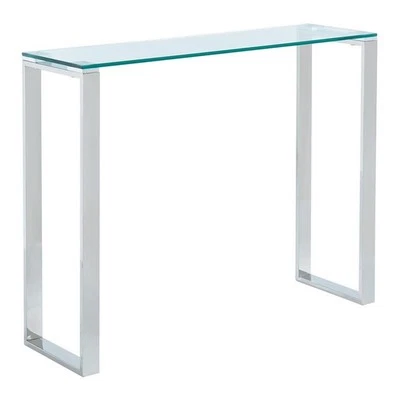 Contemporary Stainless Steel and Glass ConsoleDesk Silver - Image 1 of 4