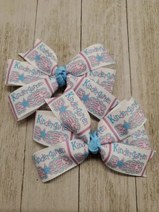 Set of Two Back to School Bows Kindergarten Rocks Bows - Picture 1 of 1