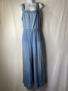 Madewell Damen Jumpsuit Größe 10 Denim Schürze hinten zum Binden weites Bein Chambray Strampler - Bild 1 von 11