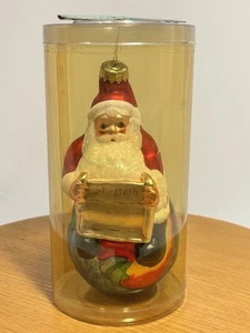 European Style Glass Trim A Tree Old World Glass Santa on Globe Ornament Hills - Picture 1 of 11