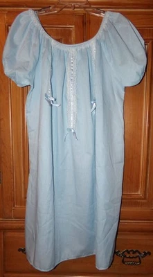 NUEVO SIN ETIQUETAS VINTAGE MUJER TALLA L AZUL POLI ALGODÓN MIDI VESTIDO DE NOCHE LAZOS DE ENCAJE Foto 1 de 2