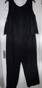 Joanna Hope Jumpsuit Black Size 20 Lace Overlay Sleeveless - Picture 1 of 16