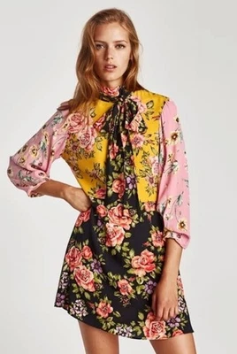 Mini Vestido ZARA Floral Patchwork Talla L Favorito Bloggers Foto 1 de 4