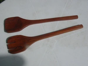 MADERA DE TECA 12" ENSALADA SERVIDOR 2 PIEZAS JUEGO CUCHARA DANÉS MODERNO MEDIADOS DE SIGLO ERA DANSK - Imagen 1 de 5