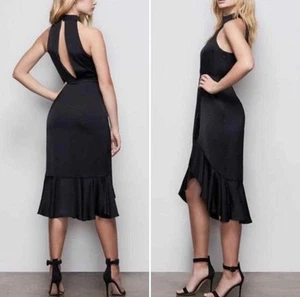 Vestido para mujer GOOD AMERICAN talla 4 The Resort halter midi negro cóctel HN - Imagen 1 de 16