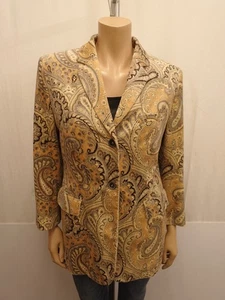 BOGNER Samt Blazer Gr. 40 US10 Jacke 100% Baumwolle Paisley Mehrfarbig Beigetöne - Bild 1 von 7