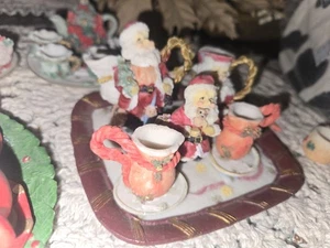 Vintage Miniatur Weihnachtsmann Weihnachten Teeservice 8-teilig - Bild 1 von 1