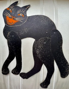 GATTO NERO VINTAGE BEISTLE HALLOWEEN FUSTELLATO SNODATO RARO - Foto 1 di 14