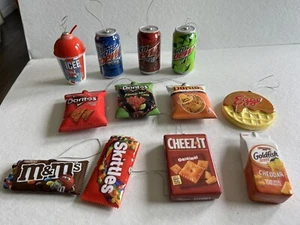 Lot Of 12 Ornaments Mountain Dew Doritos Eggo Cheez It Goldfish Skittles - Picture 1 of 5