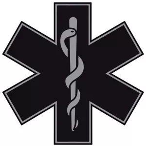 2 Zoll reflektierender schwarz gedämpfter Star of Life EMS EMT Sanitäter Vinyl Aufkleber - Bild 1 von 1