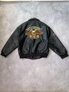Vintage Harley Davidson Leather Jacket 90's Black Logo Mens - Picture 1 of 24