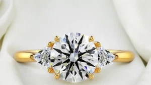 Engagement Ring 18k Yellow Gold 2.00 Ct IGI Lab Created Round Cut Diamond Band - Picture 1 of 11