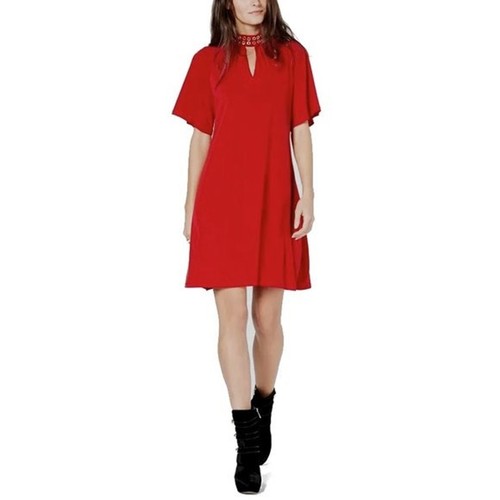 Mini abito da donna nuovo con etichette taglia media MICHAEL Michael Kors rosso collo Grommet buco della serratura