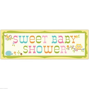 Happi Tree Owl Baby Shower Party Supplies 60"x20" Giant Banner - Picture 1 of 1