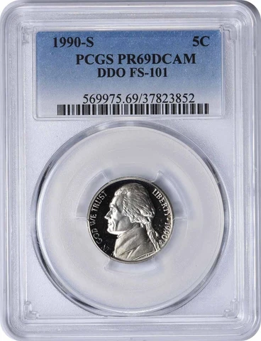 1990-S Jefferson Nickel DDO FS-101 PR69DCAM PCGS Cover
